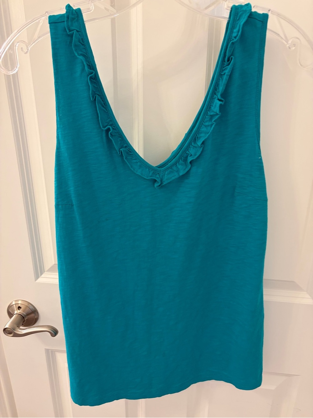 Lilly Pulitzer Teal Ruffle V-Neck Tank Top